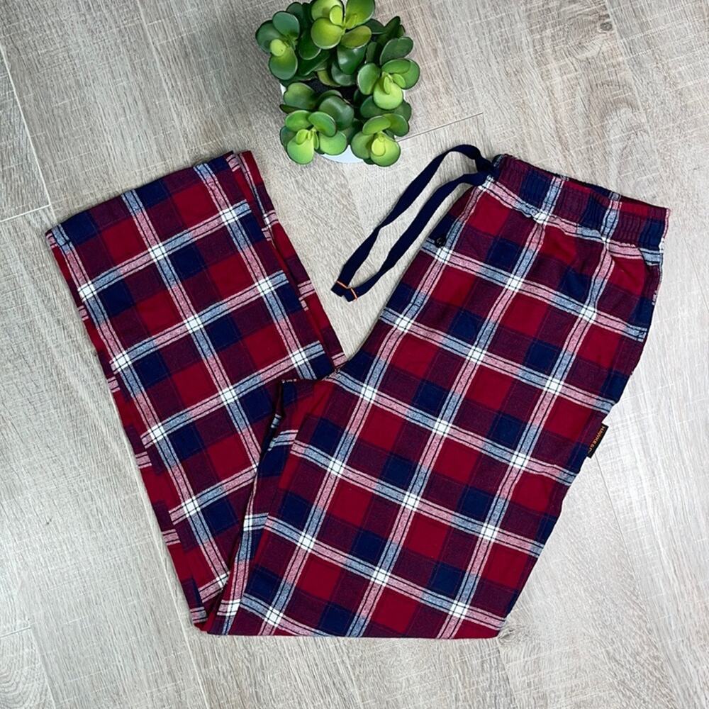 HAWKE & CO SLEEPWEAR Red Plaid Elastic Drawstring Waist Pajama Pants Pockets